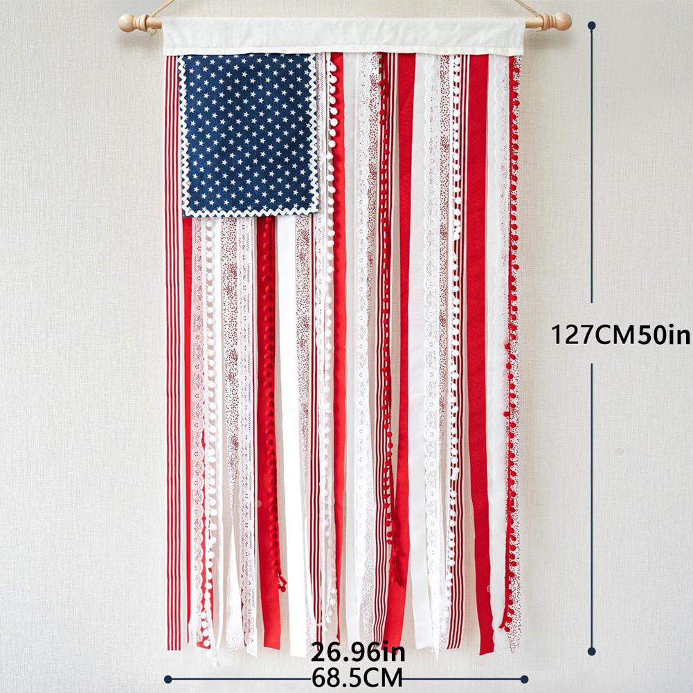 American Bunting Flag Rag Garland Rustic Flag Independence Day Day 4x2.3Ft For 4th Of Garden Fl N2C5