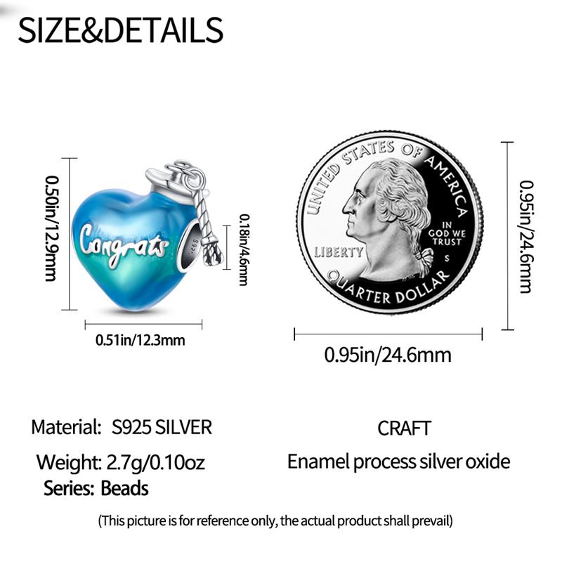 Gradient Color Heart Charm Bead Charms copper Plated Authentic Bead Charms Compatible With Authentic Bracelets Bead Charms Jewellery Gifts Ideal For W