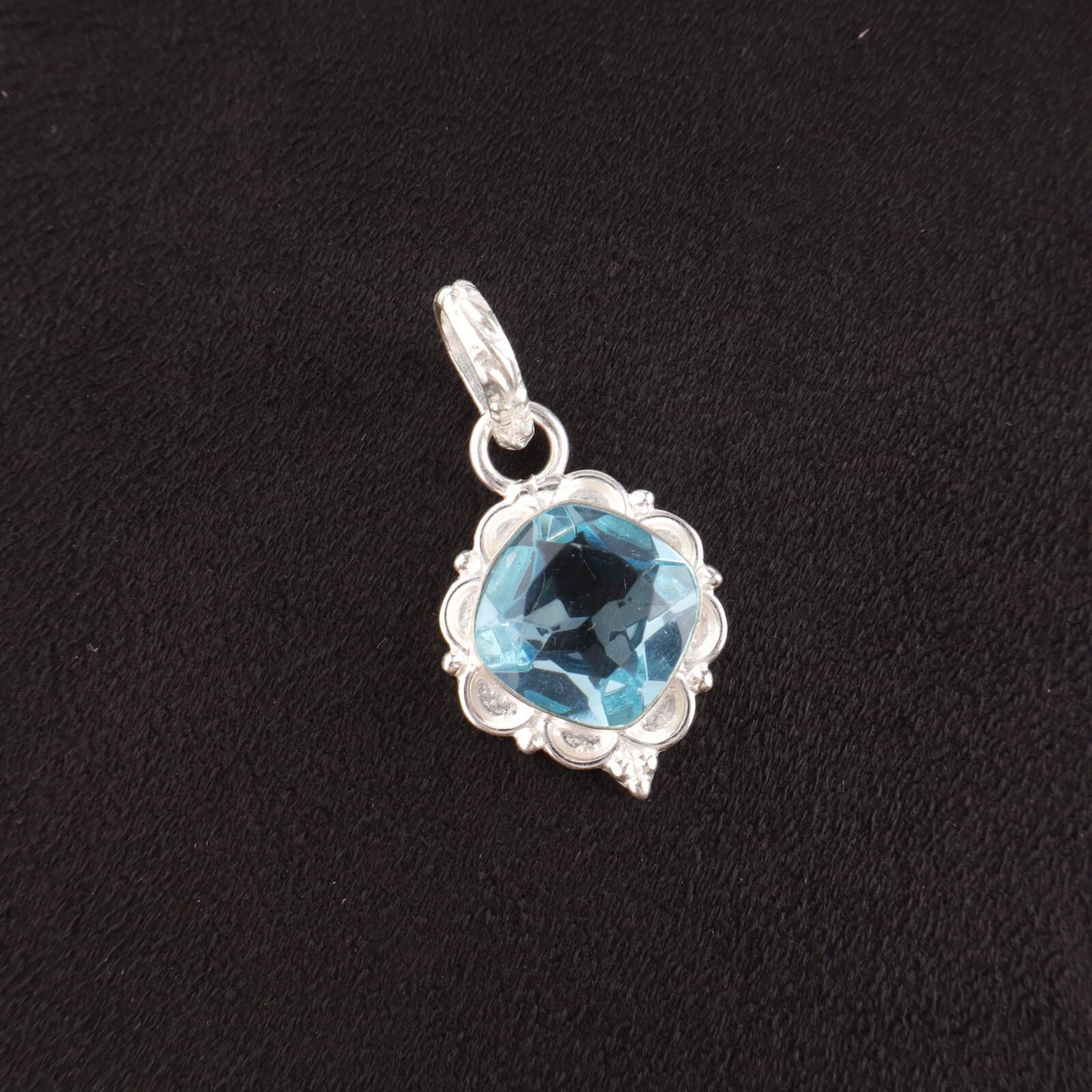 

Распродажа ко Дню дружбы Камень Голубой Топаз 925 Серебро Подарок для мамы Новый кулон PP-2-8