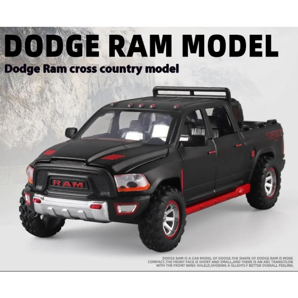 1/32 Scale Dodge RAM Pickup Truck Alloy Model with Sound, Light & Spring-Back Action - Kids' Toy for Adventurous Play