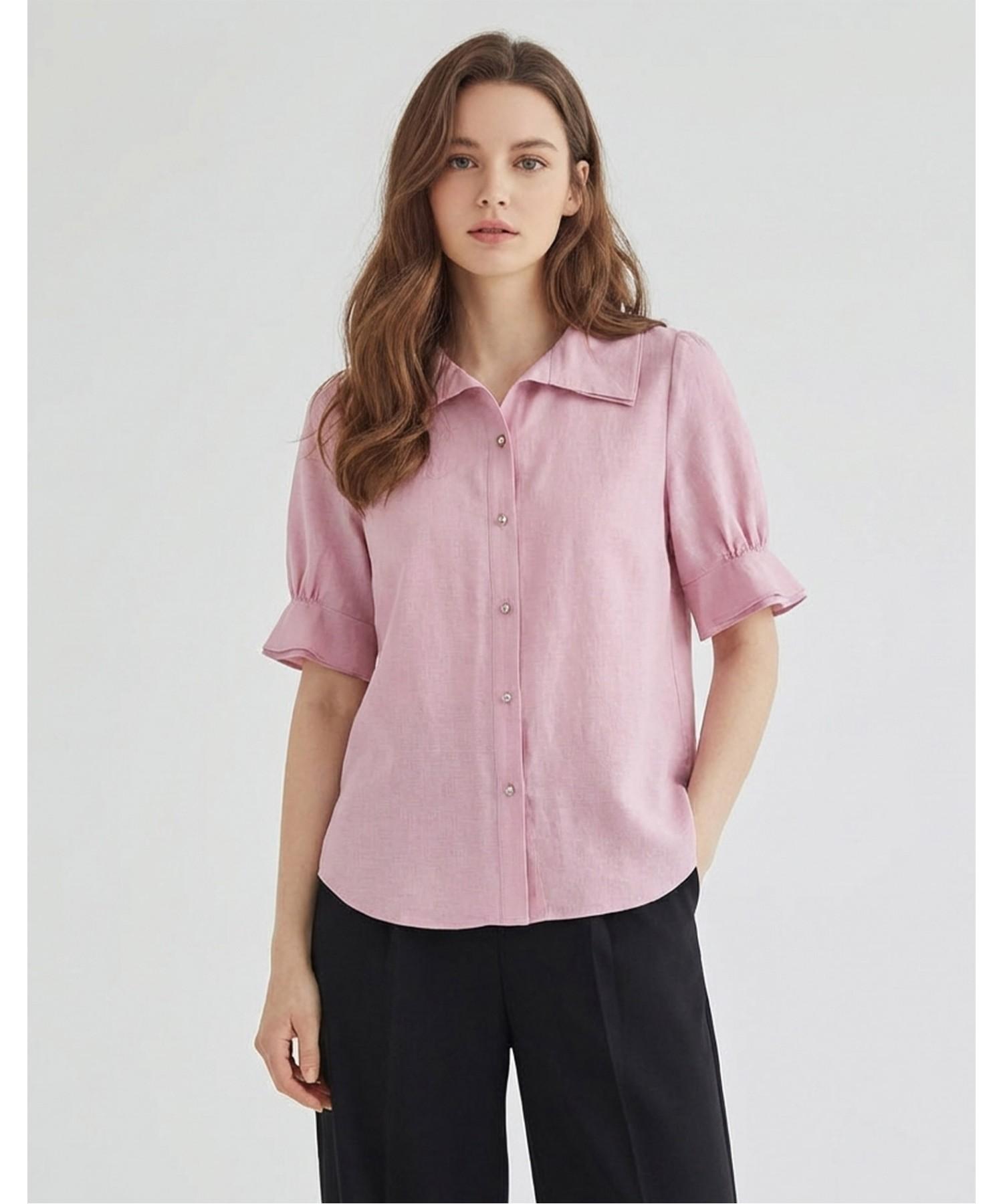 Misens Shirred Sleeve Short Sleeve Blouse_Mb46Blp118Z Pink(Pk)/5(55)