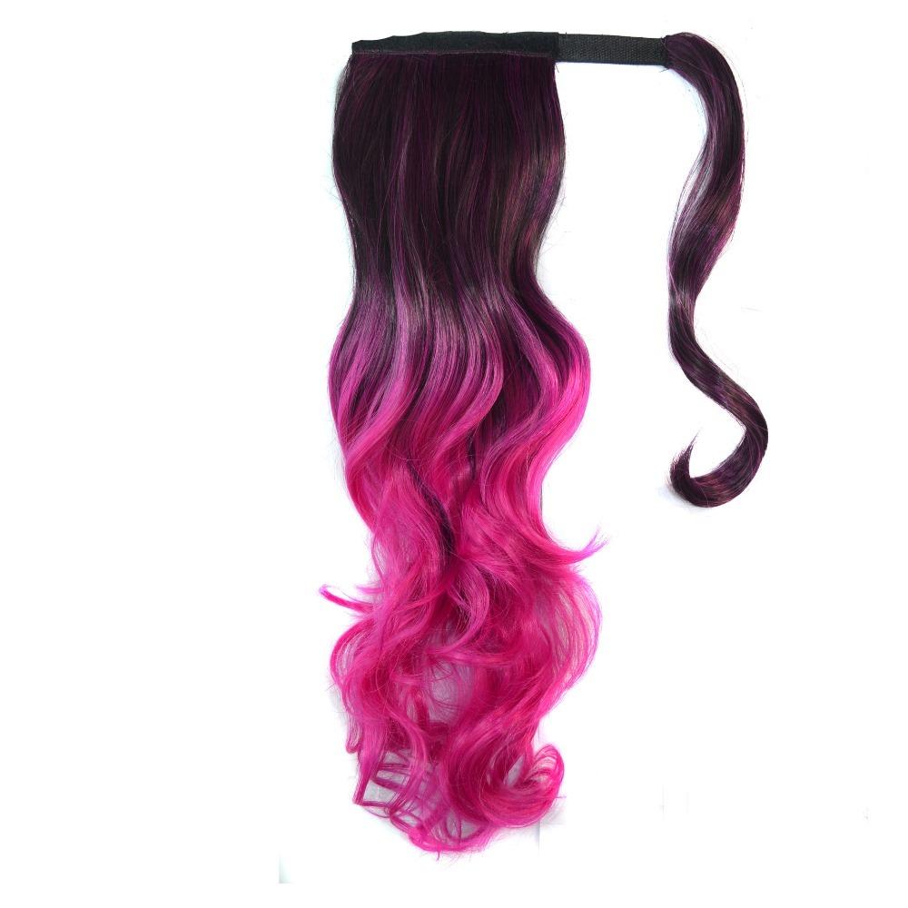 Wavy Ponytail Hair Extension Colored Gradient Hair Piece Fashion Ponytail Wig  Women