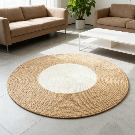 Cotton Rope Area Rug Braided Round Cat Scratching Rug Washable Vintage Floor Mat for Bedroom Living Room Couch Side Table