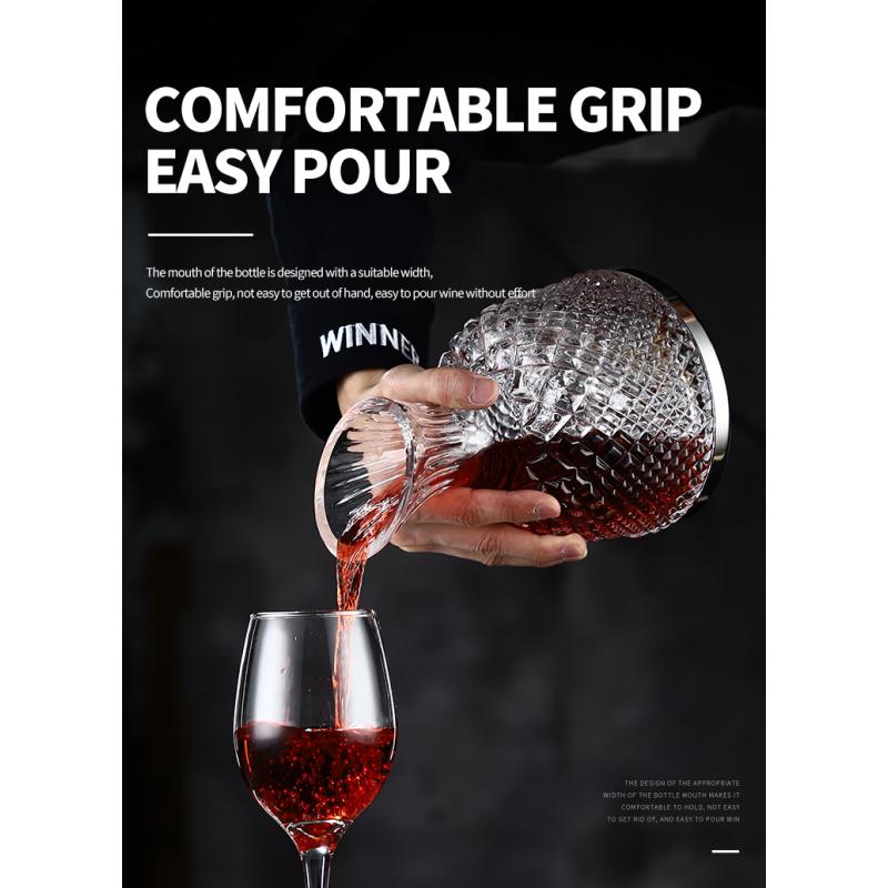 High Grade Crystal Glass 360 Rotating Decanter Tumbler 1500ml Decanter Wine Dispenser Aerator Mirror Jug Gift Bar Decoration