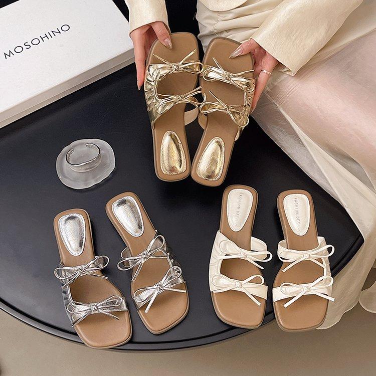 French Women's Slippers Spring and Summer Flat Slippers 2025 New Fashion Slippers Comfortable and Versatile