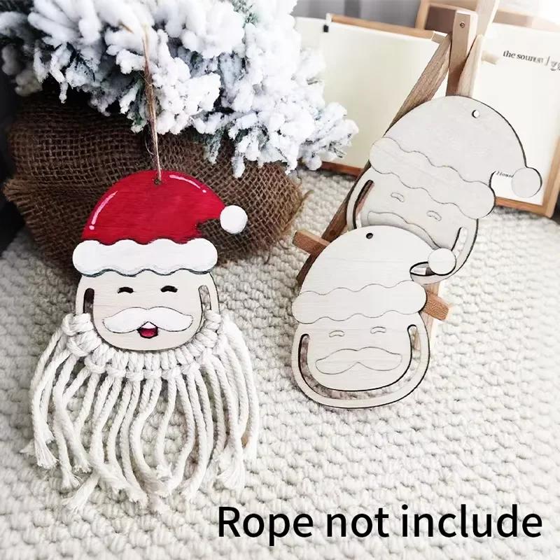 Top Quality 24Pcs Wooden Santa Claus Ornaments Set for DIY Painting Christmas Crafts Birthday Decorations Home Festive Accents