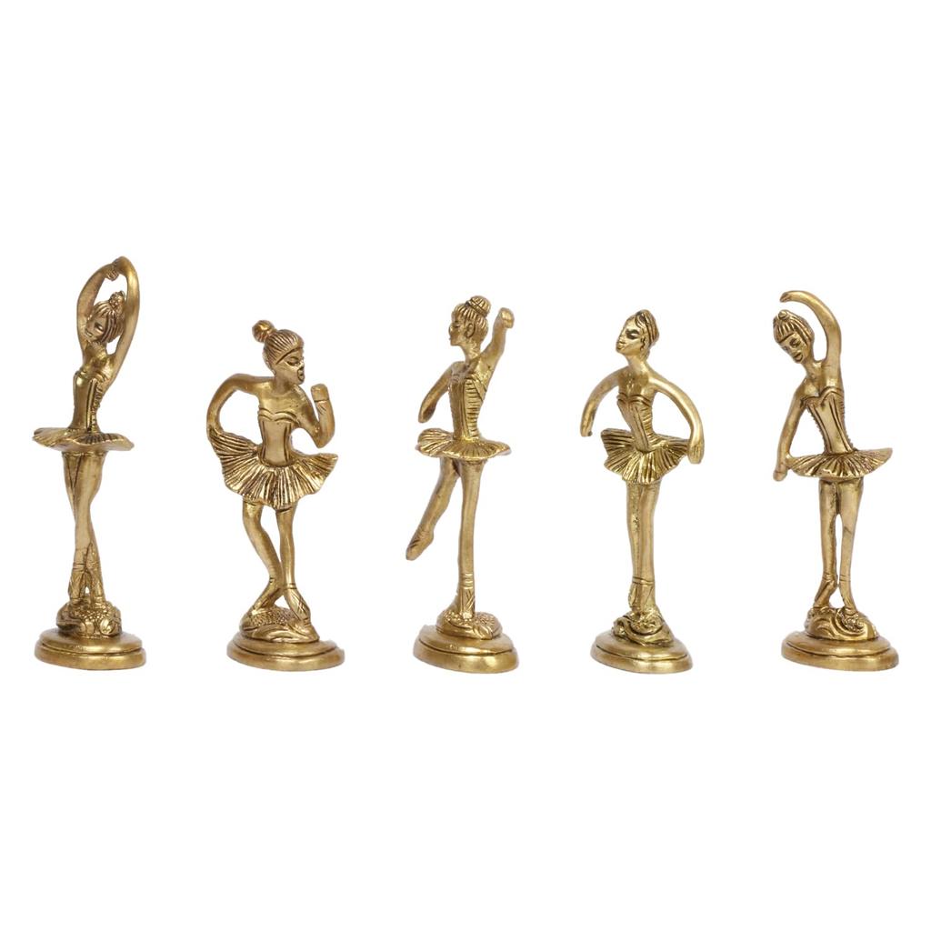 Brass Beautiful Dancing Lady Idol Home Décor Showpieces Ladies Statue Set of 5 Statues.