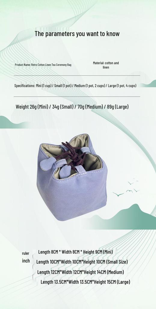 Compact Travel Tea Set with Bag: One Pot, Four Cups - Durable Cotton Linen