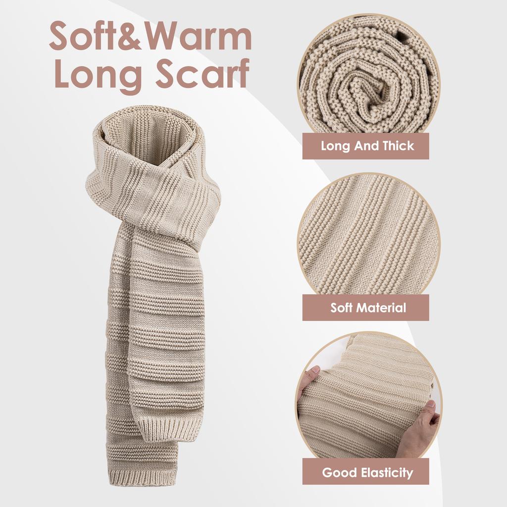 Winter Hat Beanie Scarf Touchscreen Gloves Set for Women, 3 in 1 Set with Knit Warm Long Neck Scarves Cap Gloves