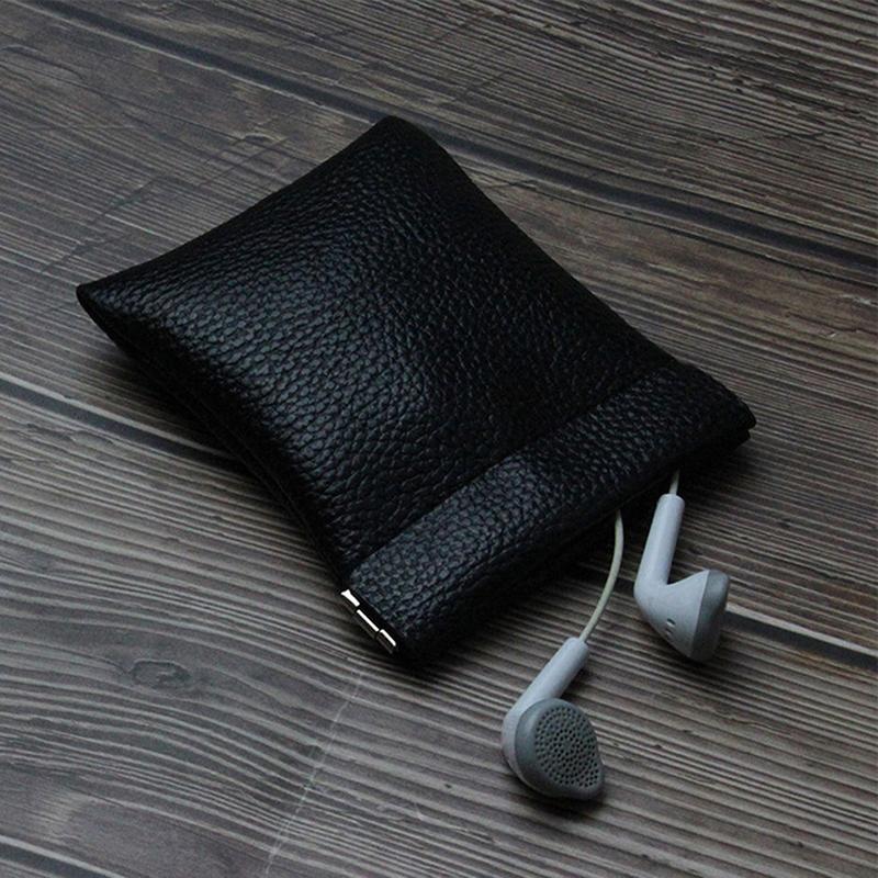 Pu Leather Coin Purse Women Men Small Mini Short Wallet Bag Key Earbuds Holder