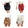 Glitter Sequin Dance Skirt High-Waisted Hip Wrapped Slimming Fit Sexy Skirt Stage Performances Mini Skirt
