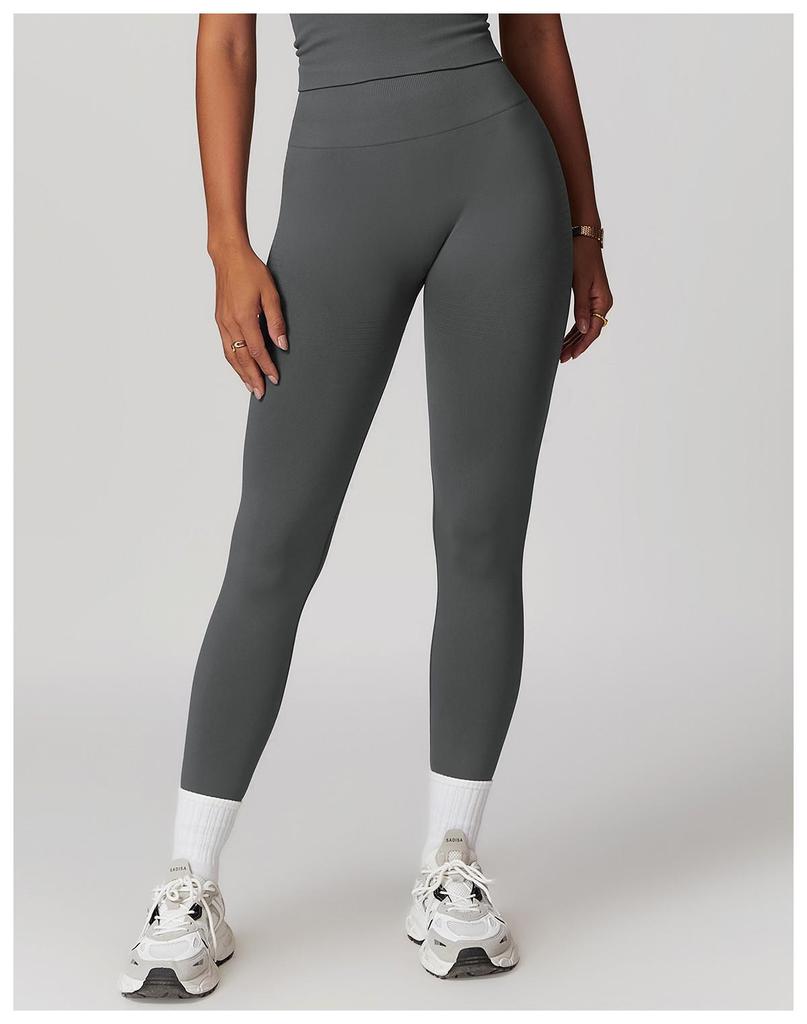 Europäische & Amerikanische High-Waist Po-Liftende Yogahose - Gerippter Bund Bauchkontrolle Fitness- & Laufleggings für Damen
