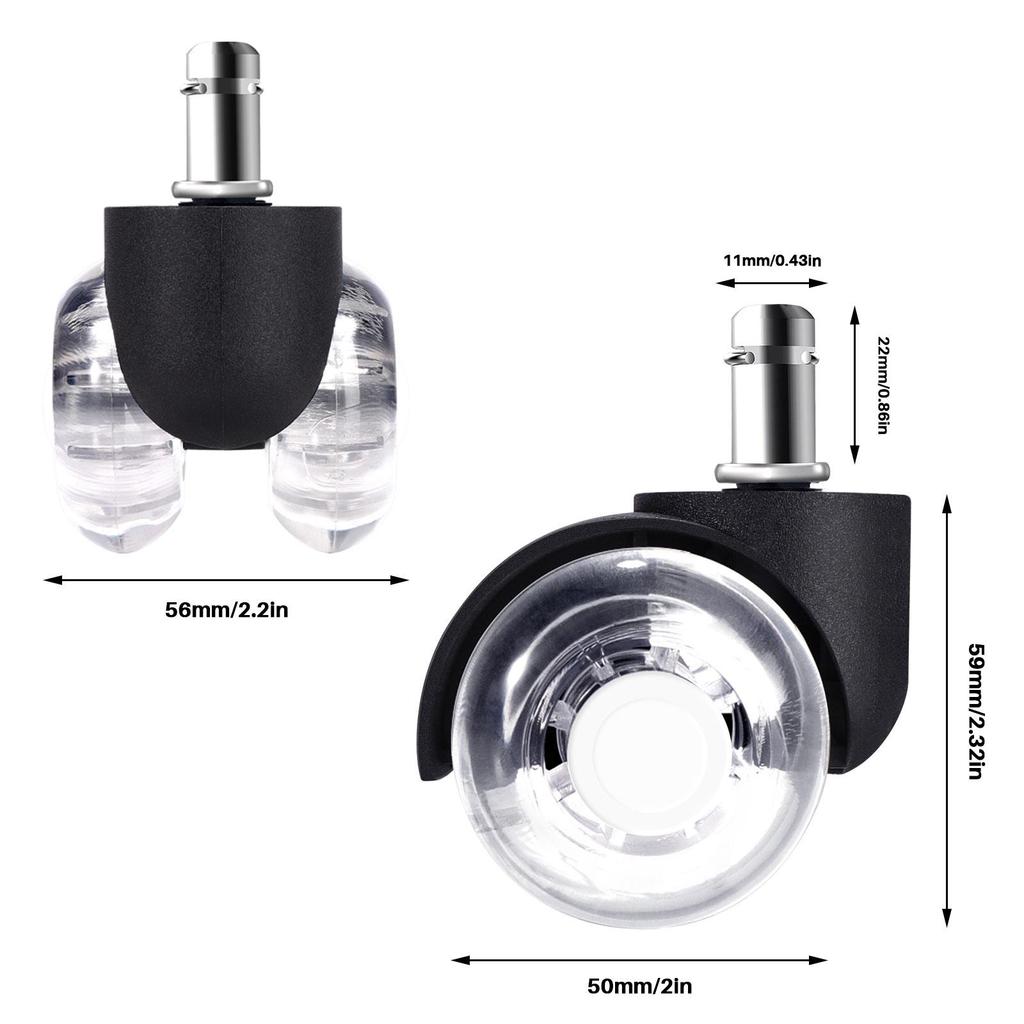 (Set of 5) Office Chair Casters Wheels, 2 Inch Heavy Duty Mute Chair Wheels Replacement- Universal Fit Wheels for Office Chair