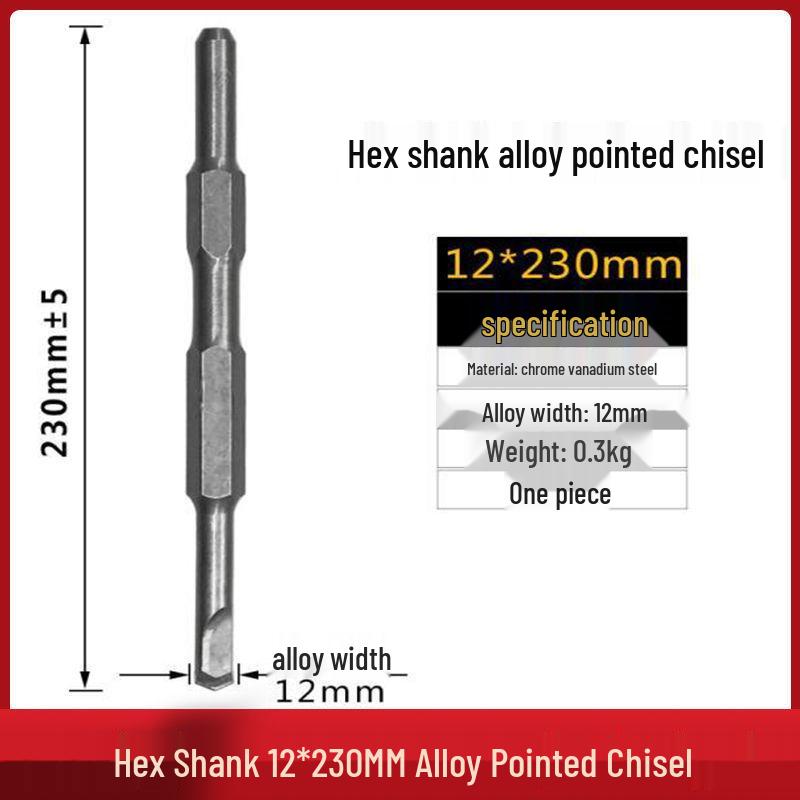 Elektryczny zestaw dłut udarowych: Uchwyt sześciokątny i kwadratowy, Szpiczaki i płaskie dłuta do rowkowania betonu i ścian