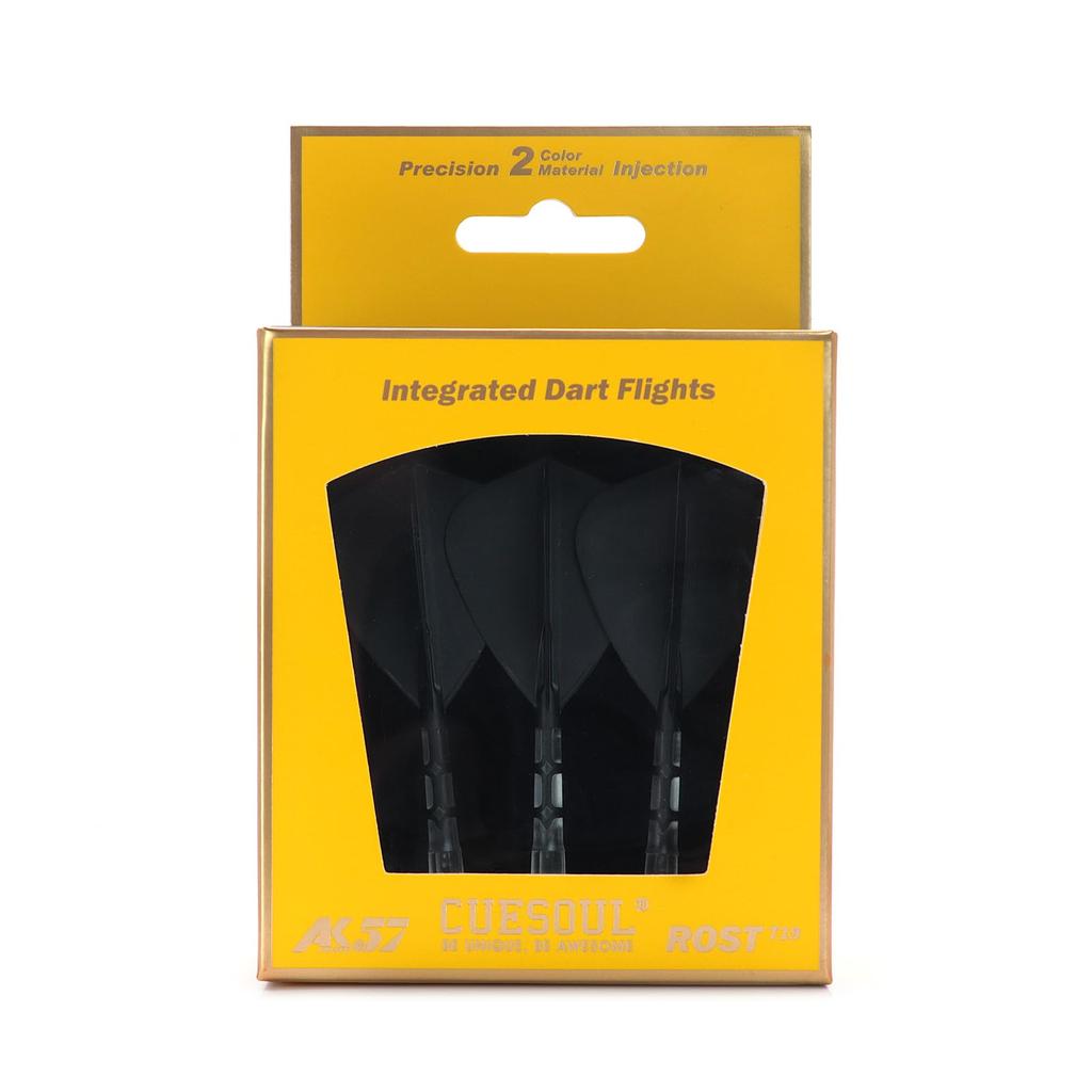 CUESOUL Integrated Flight and Shaft ROSTAK57 T19 Series Two Tone Two Material Mix Kite Shape Black 3 Pieces Set CS-AK57FZ1M