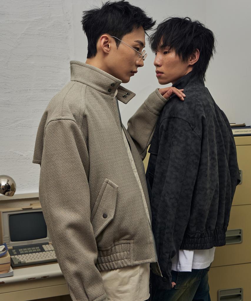 Eyeunderstand Texture Harrington Jacket (Cream)