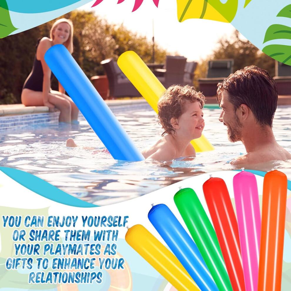 Set mit 6 aufblasbaren Poolnudeln von 105 cm (41,3 Zoll), Bunte PVC-Schwimmkörper für Erwachsene – Ideal für Pool, Strand, See und