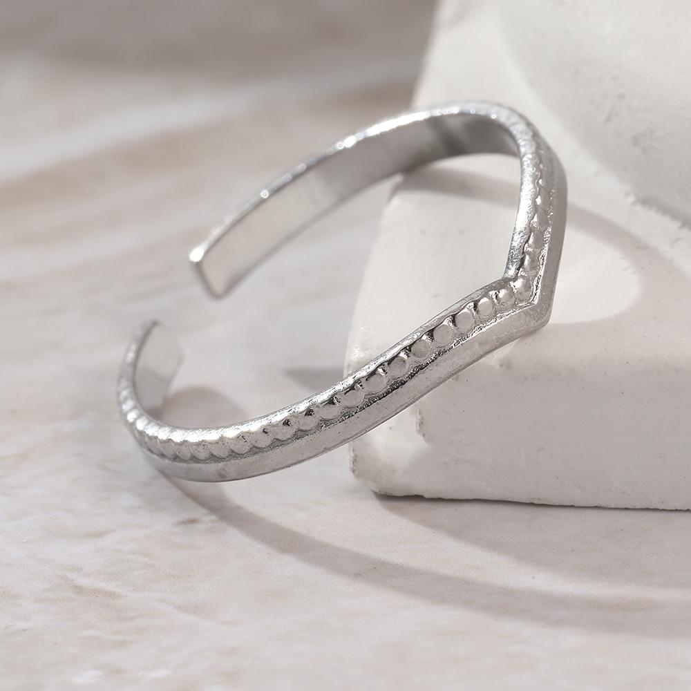 Stainless Steel Rings Minimalist Geometric Triangle Adjustable Opening Trendy Fine Ring For Women Zircon Everyday Wear New in