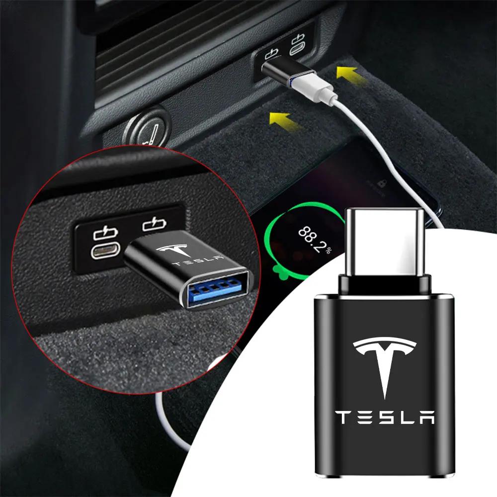 Car Sticker 2025 Hot 1Pcs USB To Type-C OTG Adapter Female Converter Phone Charger For Tesla Model 3 Model S X Model Y Roadster
