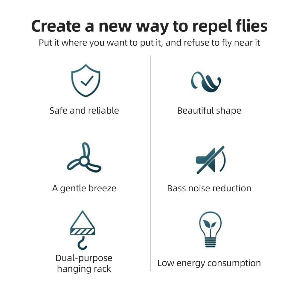 Fliegenklatsche, Ventilator für draußen oder drinnen, batteriebetrieben, höhenverstellbar, Lebensmittel-Spinn-Fliegen