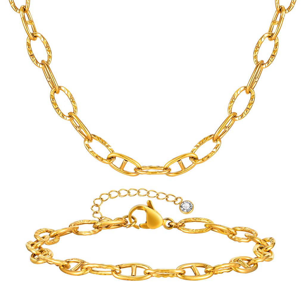 Fashion Chain Gold Stainless Steel Necklace Women'S Simple Jewelry, Jewelry