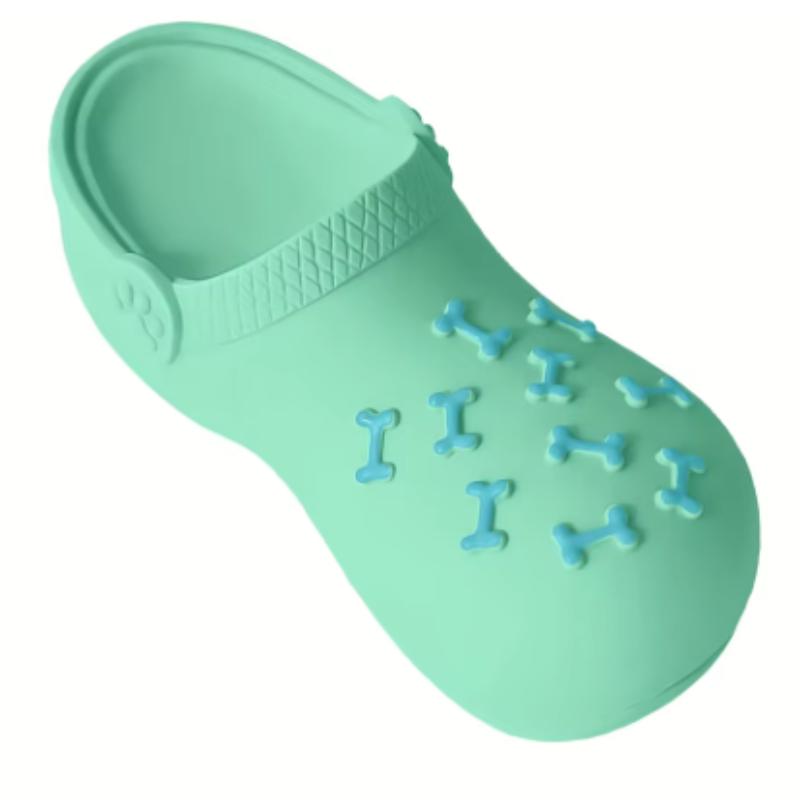

Durable Rubber Slipper Shape Chew Toy for Dogs Teeth Cleaning - Indoor Outdoor Play Toy for Small to Medium Dogs зелёный