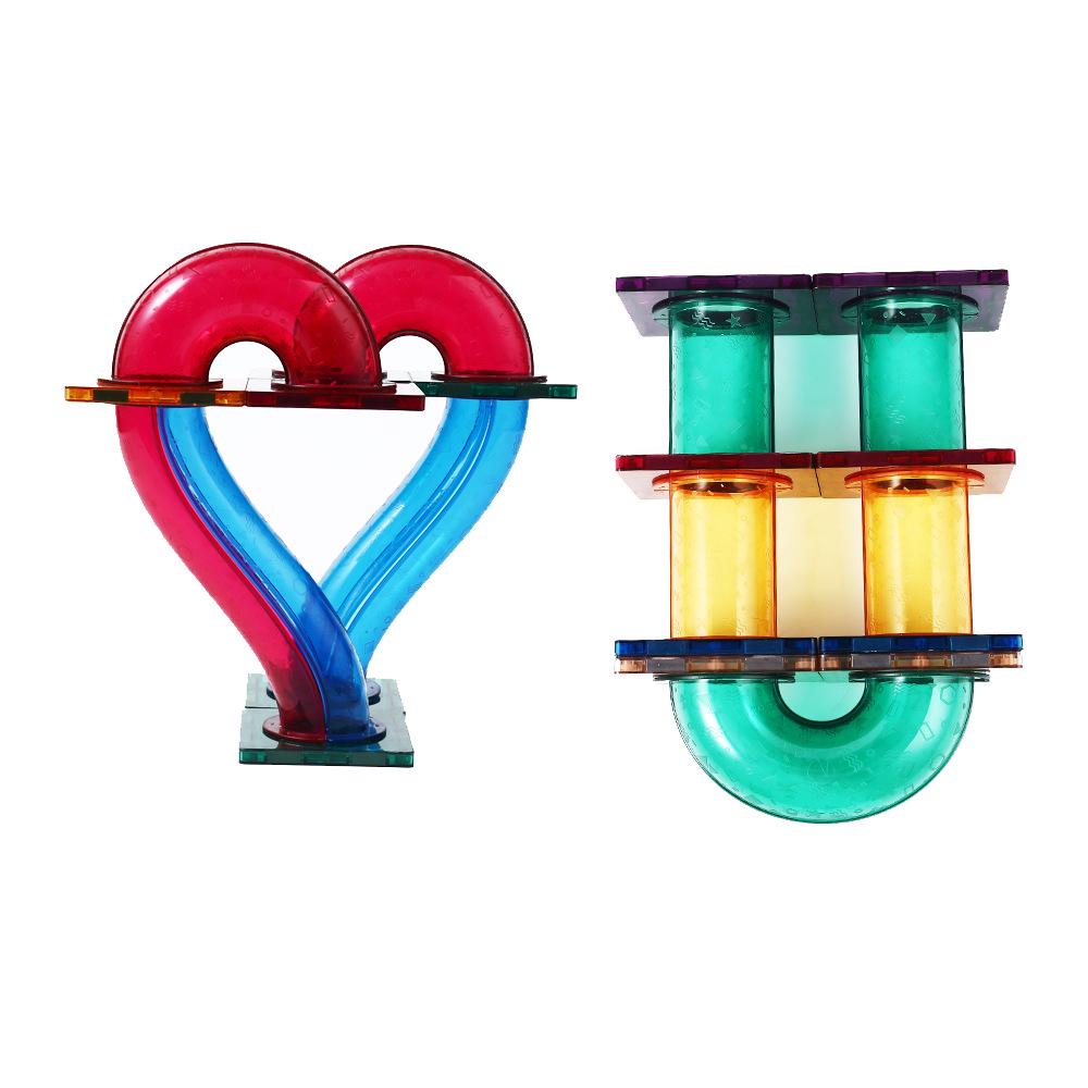 2025 Stained Glass Magnetic Tile Track & Ball Slide Building Set for Kids