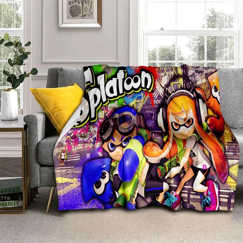 Cartoon PC Gamer 3D Games Splatoon Blanket,Soft Throw Blanket for Home Bedroom Bed Sofa Picnic Travel Office Cover Blanket Kids