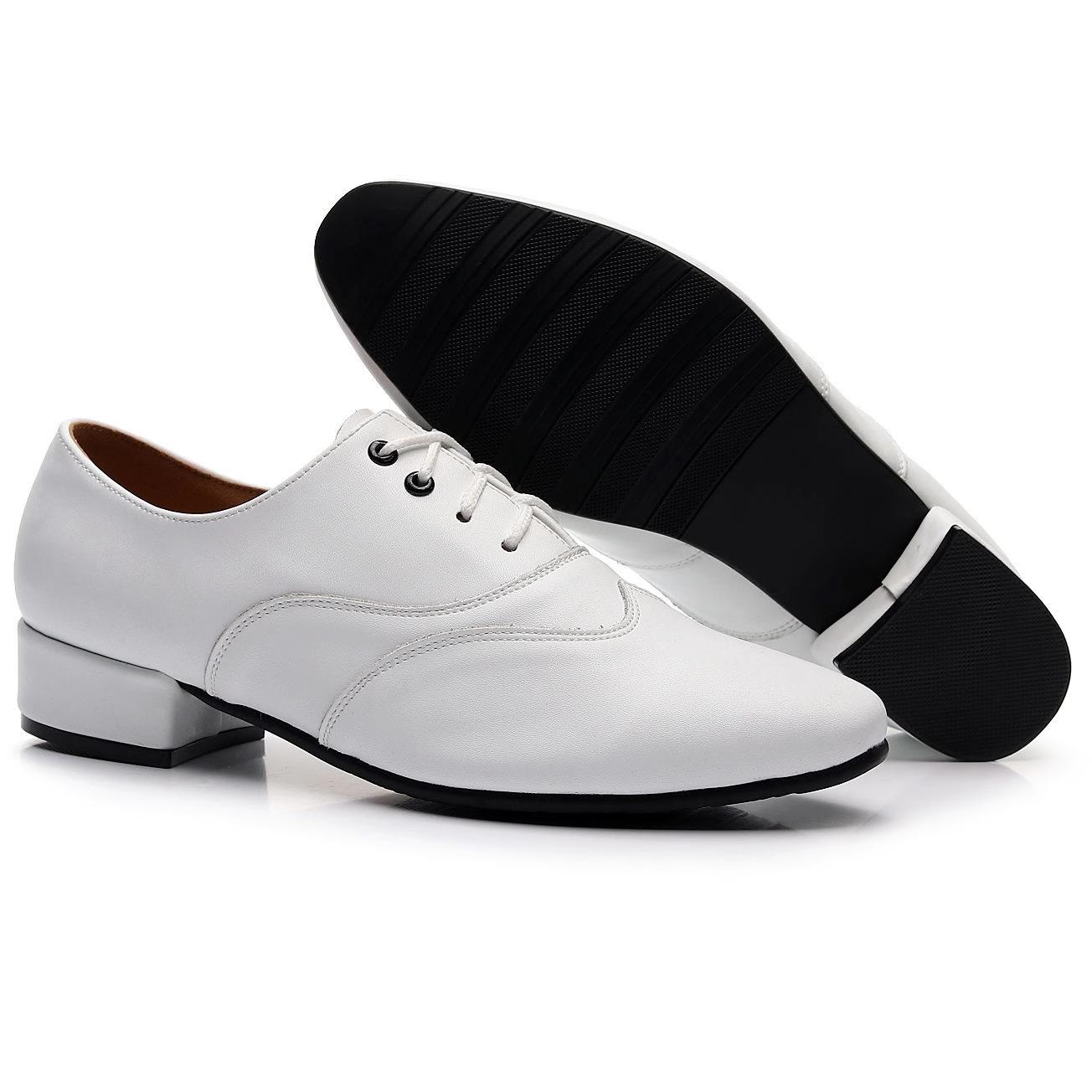 

Mens Dance Shoes Latin Ballroom Dance Shoes Soft Sole Black Leather Jazz Shoes For Boys Heels 2.5cm Training Party Dancing Shoes 45 білий