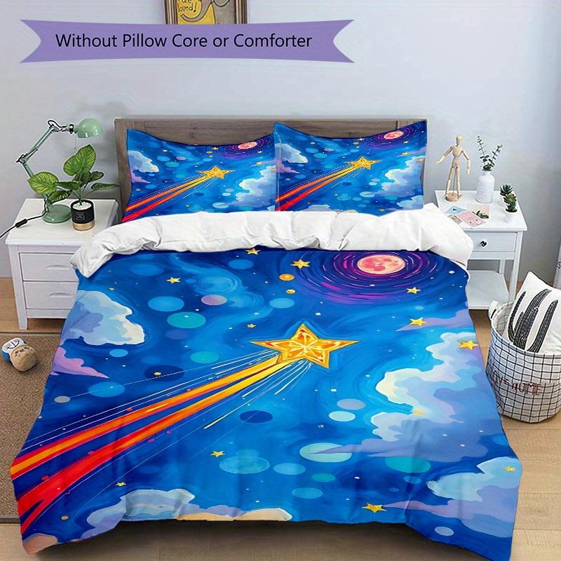 3pcs Shooting Star Bedding Set, Suitable for Bedroom Decoration, (Includes 1 Duvet Cover And 2 Pillowcases, Quilt Not Included) Yy250822131