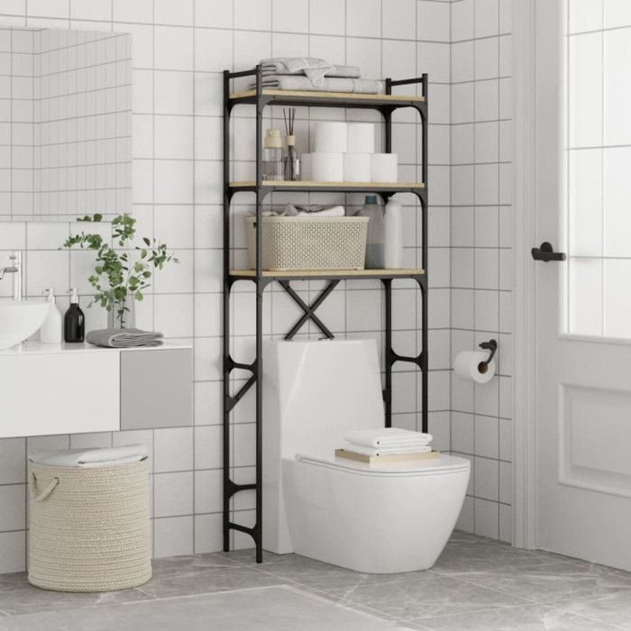Étagère de lave linge chêne sonoma 67x25x163 cm bois ingénierie