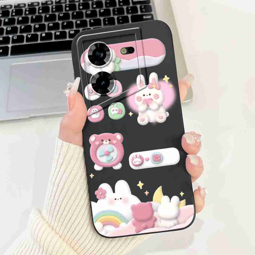 Protective Casing For Tecno Pova 5 Pro 5G 6.78" Fashion Girl Flower Love Soft Silicone Cover For Tecno Pova 5Pro 5G Shell Bumper