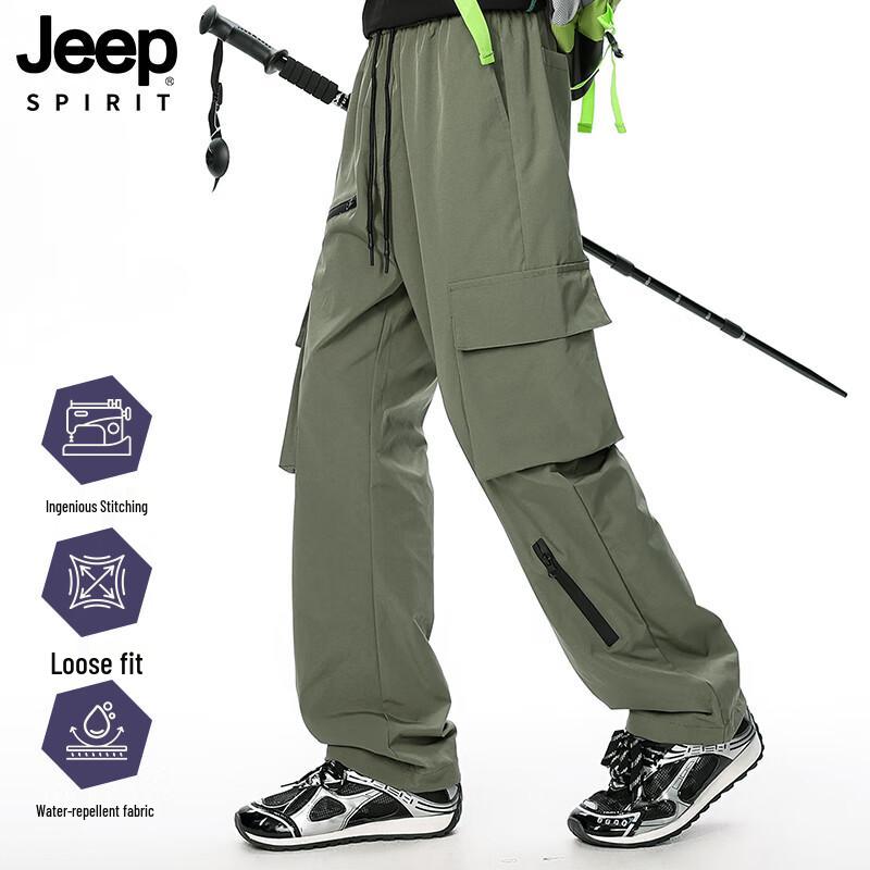 JEEP SPIRIT Men's Outdoor Straight-Leg Cargo Hiking Pants
