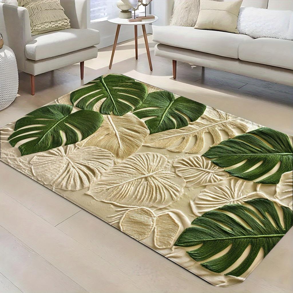 Tropical Leaf Print Doormat - Modern Non-Slip Bathroom Kitchen Rug, Natural Decor Mat for Home Entrance Tub Side
