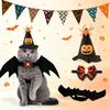 3×Halloween Pet Cat Costume Decoration Set - Bat Wings Collar Headband Accessories, Spooky Cute Cosplay Dress-Up Halloween Party
