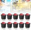 10Pcs Rocker Switch Large Round 3Pin Red Light Used for Household Appliances Switches