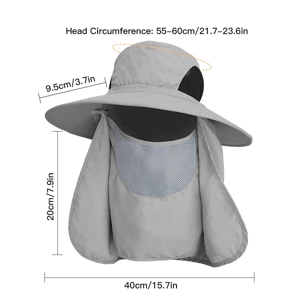 Outdoor UV Protection Sun Hat Fishing Hat with Face Cover and Neck Flap for Men and Women Hiking Climbing Gardening