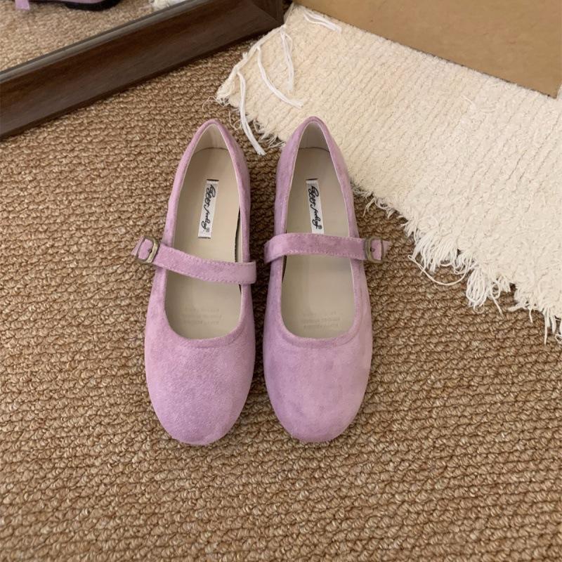 

Suding туфли-лодочки с круглым носком в стиле ретро красного цвета с неглубоким вырезом женские 2025 новая весна Мори мягкие плоские туфли Мэри Джейн Doudou 40 фиолетовый