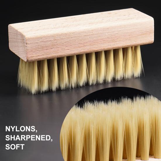 Cleaning Brush with Firm Grip Dry Wet Cleaning Soft Natural Bristles Multifunctional Square Beech Wood Design Cleaning Scrubber