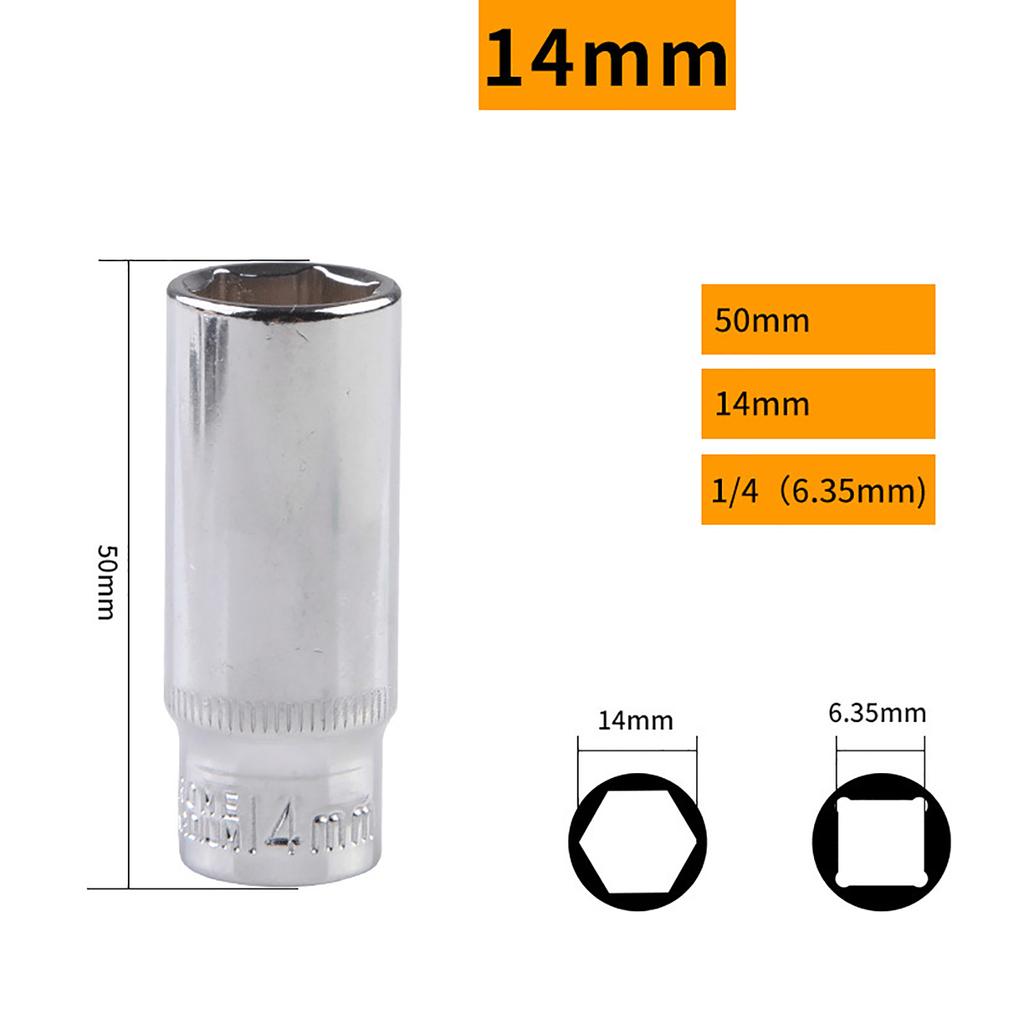 11 Stück 1/4 Zoll Antrieb 6,35 mm Sechskant Tiefbettnuss Reparaturwerkzeug Ratschenschlüssel Kopfnuss Wartungswerkzeug