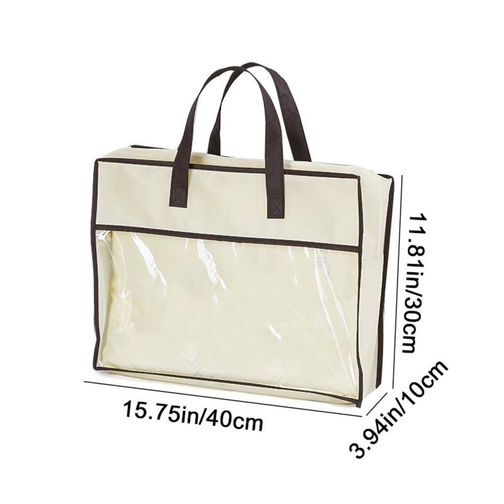 Non-Woven Fabric Clear Clothes Storage Bag Dustproof Blanket Bedding Handbag  Wardrobe