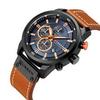 Curren 8291 Men's Multifunctional Leather Strap Watch with Six-Hand Calendar and Large Dial