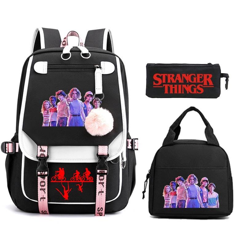 Trend Stranger Things Children'S Backpack Combination Three-Piece Male And Female Versatile Student School Bag
