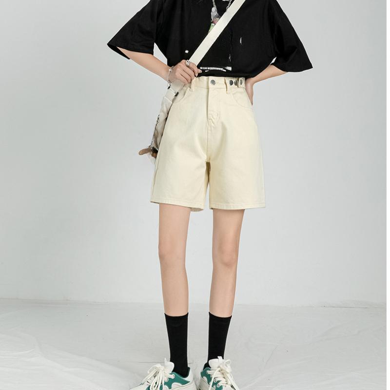 

Шорты с поясом, джинсы, женские мешковатые Y2K, модные прямые винтажные уличные джинсовые летние свободные женские джинсовые короткие брюки XS абрикосовый