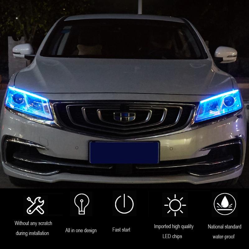1PC Ultra-Thin Car LED Daytime Running Light Soft Tube Strip Colorful Water Light Guide Car Light