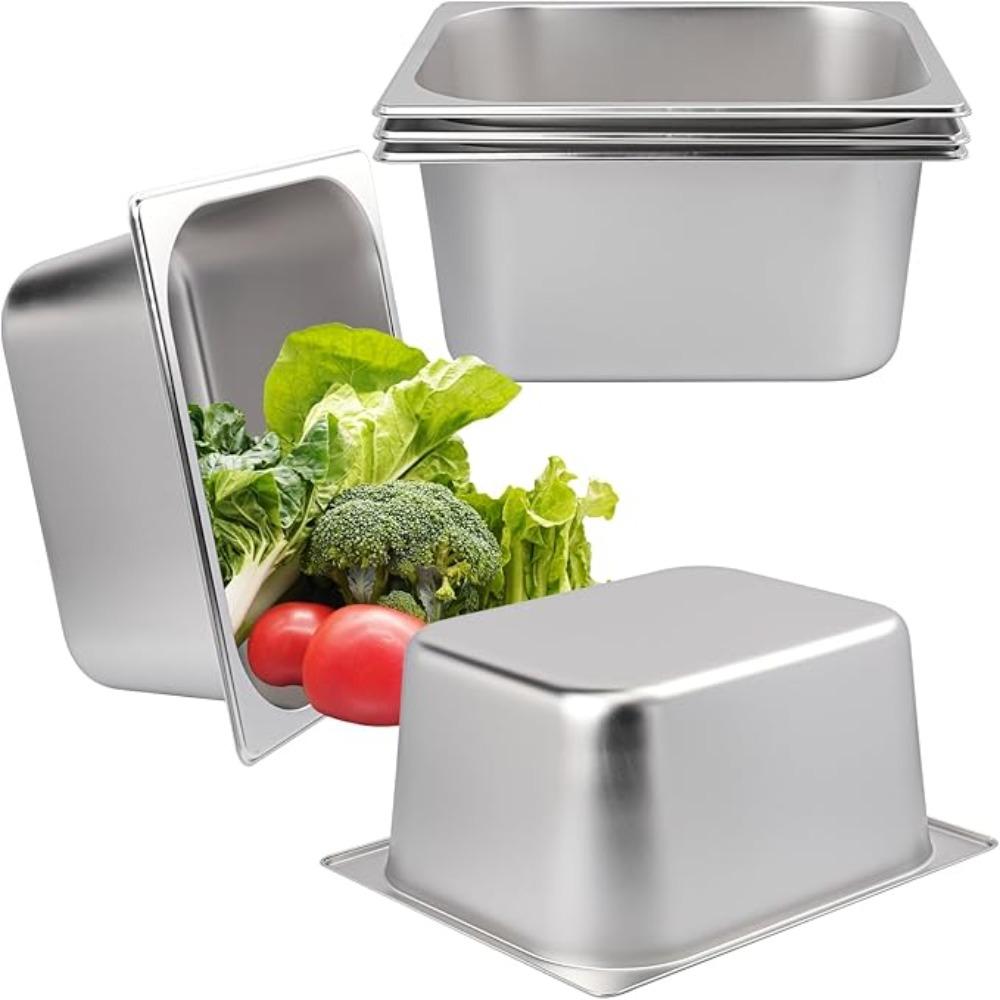 Stainless Steel Canteen Food Basin Rectangular Food Preparation Box Food Storage Box  Commercial
