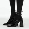 Women Ankle Belt Buckle Chunky Slingback Shoes Female Women Fashion Square Toe Sandals Women Pumps