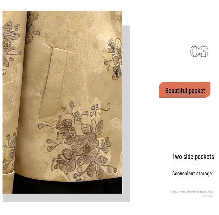 2026 Spring Women's Embroidered Jacket: New Chinese Style, Round Neck, Pearl Button, Short Stylish Top for Mother's Day