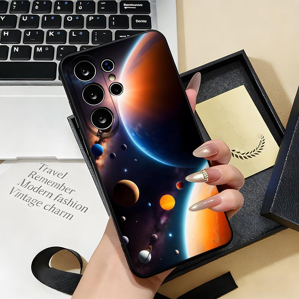 Space Planet Phone Case For Samsung S26 S25 S24 FE S23 S22 S21 Plus S20 Ultra Note20Ultra Black Soft Shell