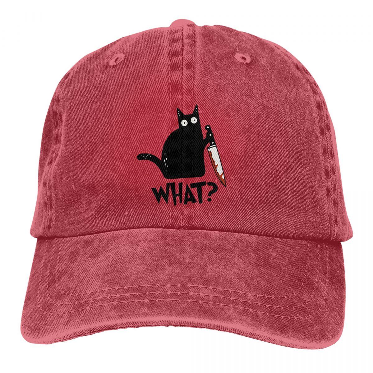

Cat What Murderous Black Cat With Knife Baseball Cap Капелюхи унісекс Жіночий захист козирка Мистецькі кепки Snapback One Size